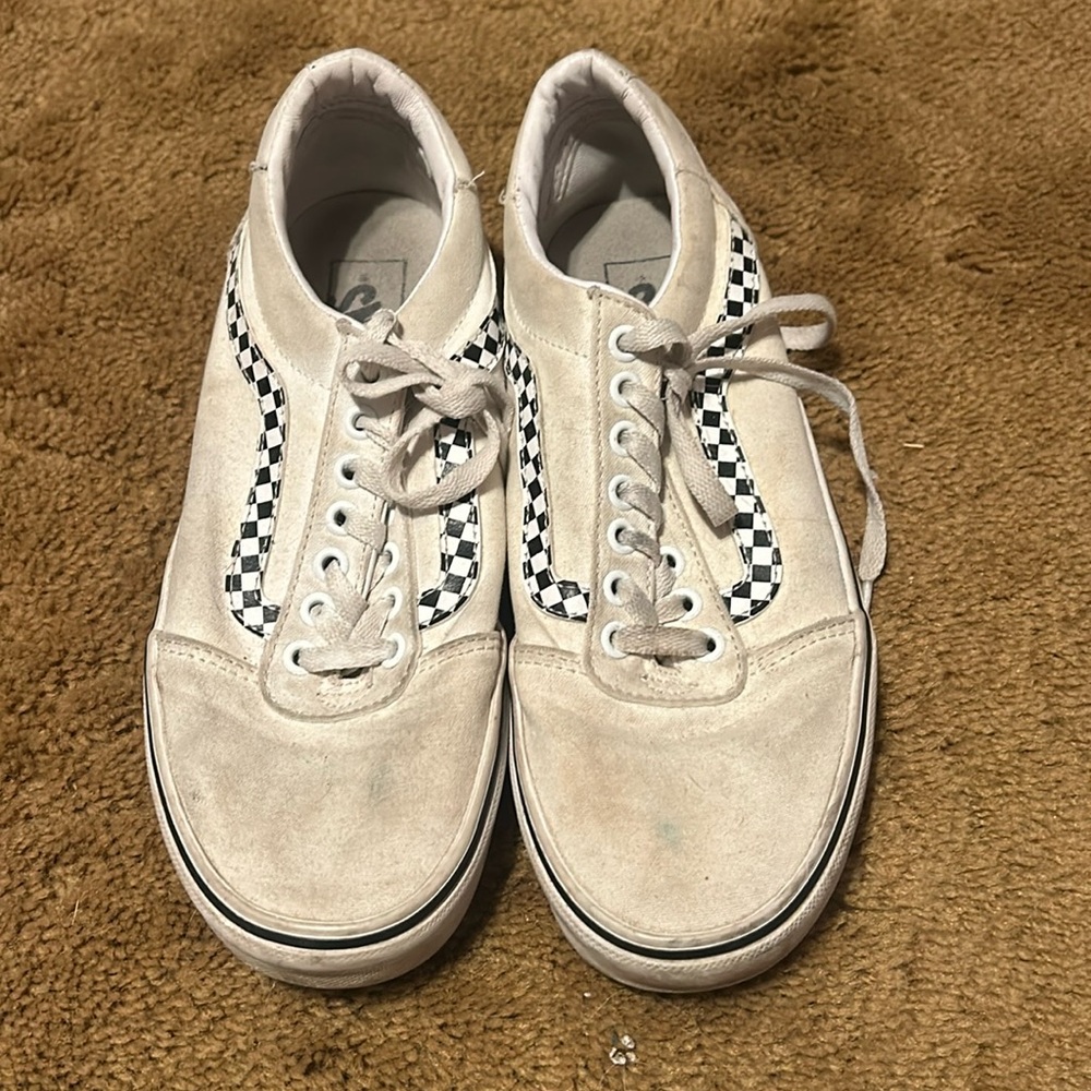 Black and white ye checkered vans size 7.5 men